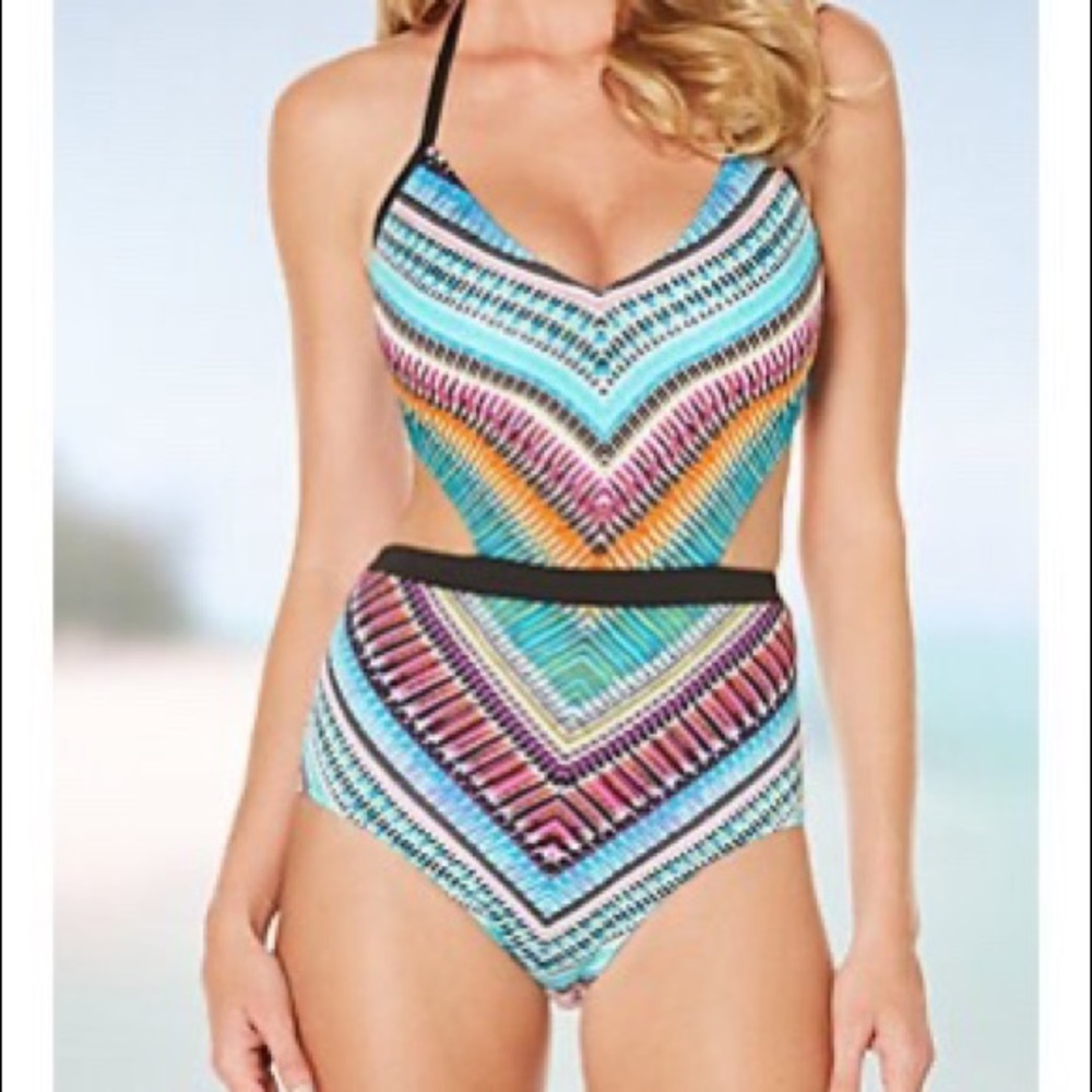 Jantzen V-Neck one piece colorful‎ swimsuit